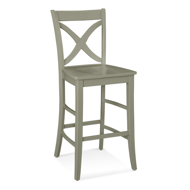Hues Solid Wood Stool, Greystone Finish, Counter Stool (24" Seat Height)