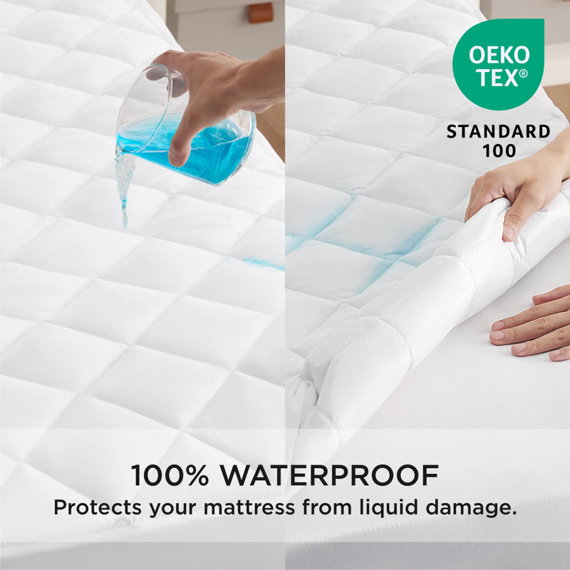 Protège-matelas matelassé et imperméable, Lit simple, Blanc