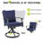 Maynard 7-Piece Black Metal Patio Dining Set With Rectangular Table, 6 Swivel Dining Chairs And Blue Cushions-122878505