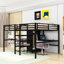 Lit mezzanine en métal avec bureau, armoire et tablettes-1198596678