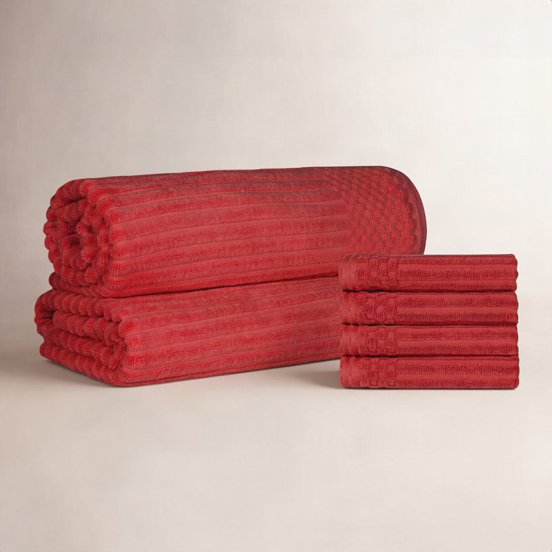 Ensemble de 4 serviettes de bain Keshayla, Bourgogne