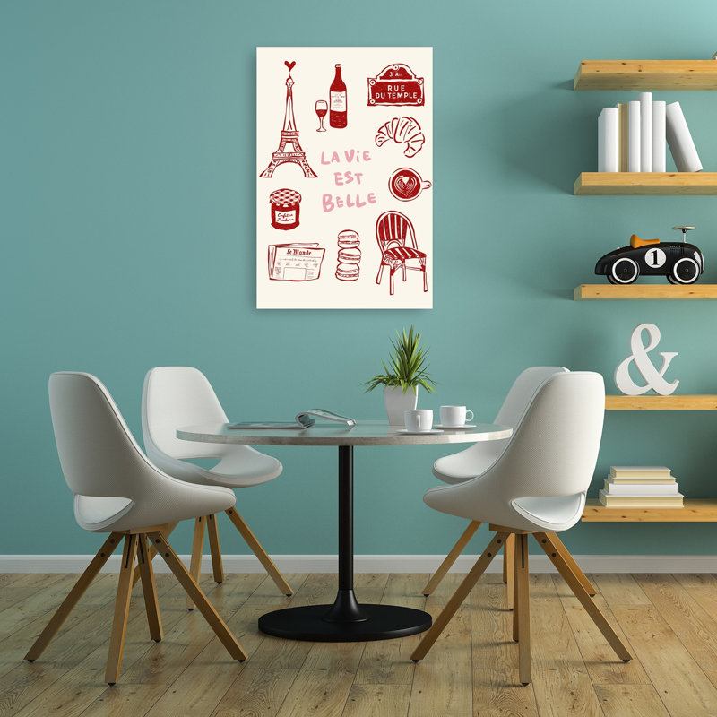 Paris La Vie Est Belle Romantic Contemporary Architecture Wall Art Print 1 Piece Wrapped Canvas Wall Art