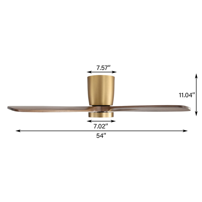 Ventilateur de plafond encastré standard à 5 pales de 54 po avec DEL intégrée et télécommande intégrée, Doré, Rose séchée
