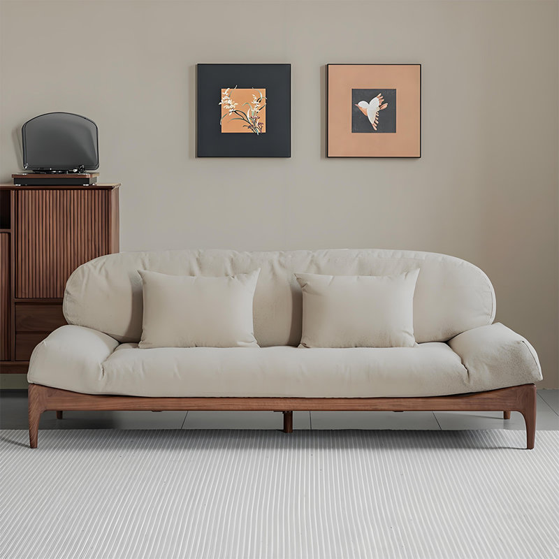 86.61"White Polyester Sofa