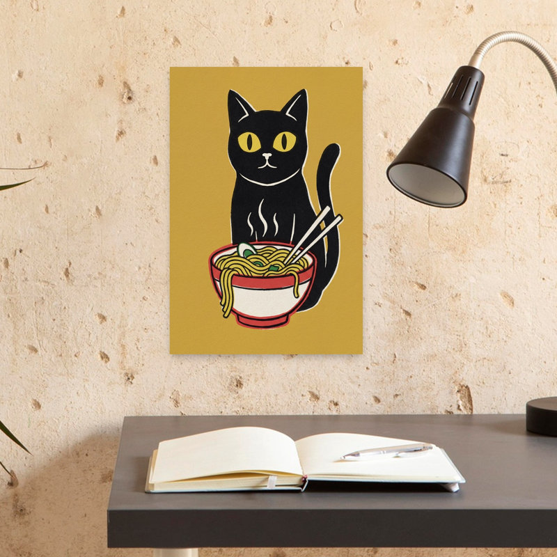 Black Cat Ramen by Andreas Magnusson - Wrapped Canvas Print, 45.72 cm H x 30.48 cm W