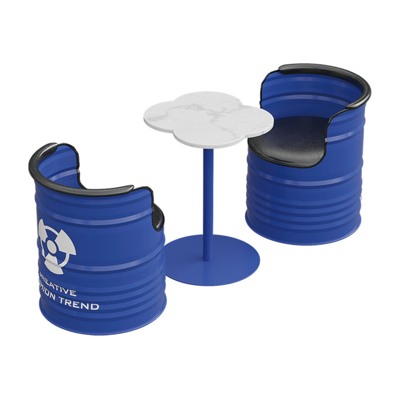 Ensemble de salle à manger rond 21,5 po Khayri, Ensemble de salle à manger 3 pièces, Bleu, Bleu