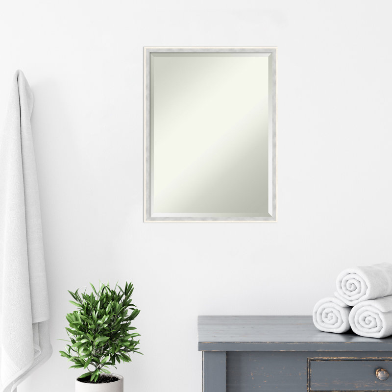 Miroir mural Jermani, Rectangle, Blanc / argent, 31 po x 41 po
