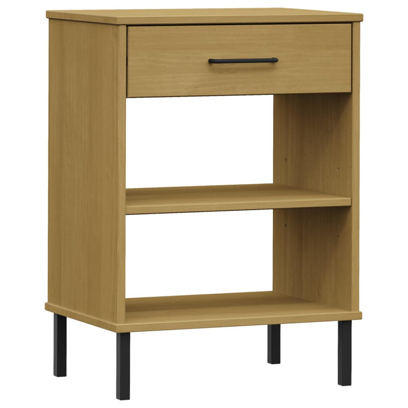 17 Stories Console Cabinet With Metal Legs Solid Wood Pine "OSLO", Brown