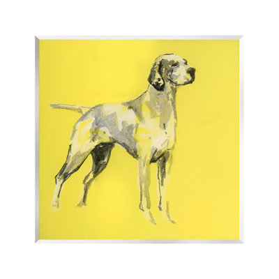 Art moderne sur bois, "Modern Dog on Yellow" par Cartissi