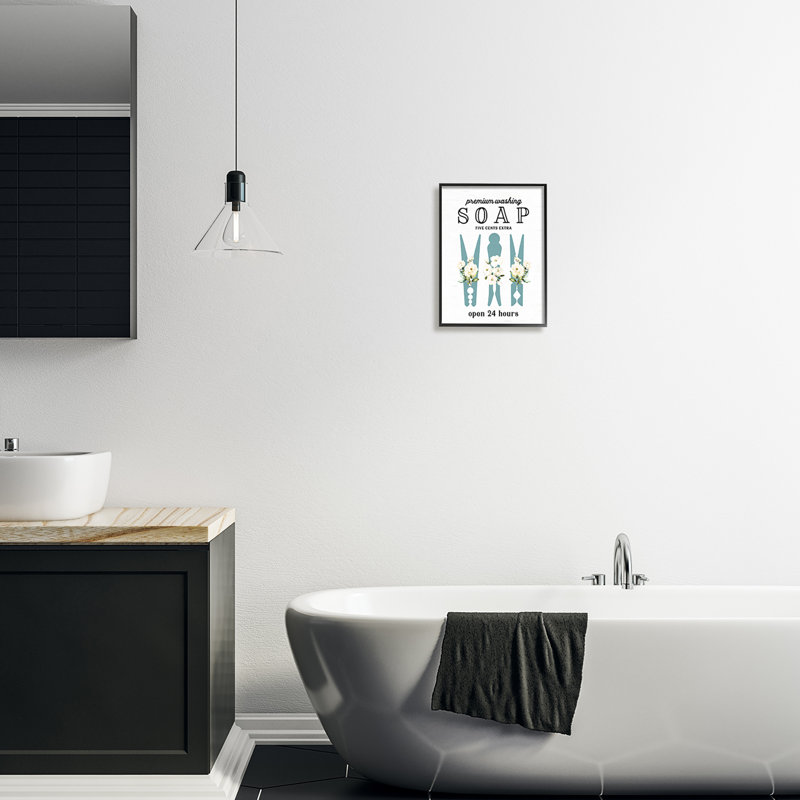 «Premium Soap Laundry Sign», art floral texturé et giclée vintage par lettres et lignes, L 11 po x H 14 po
