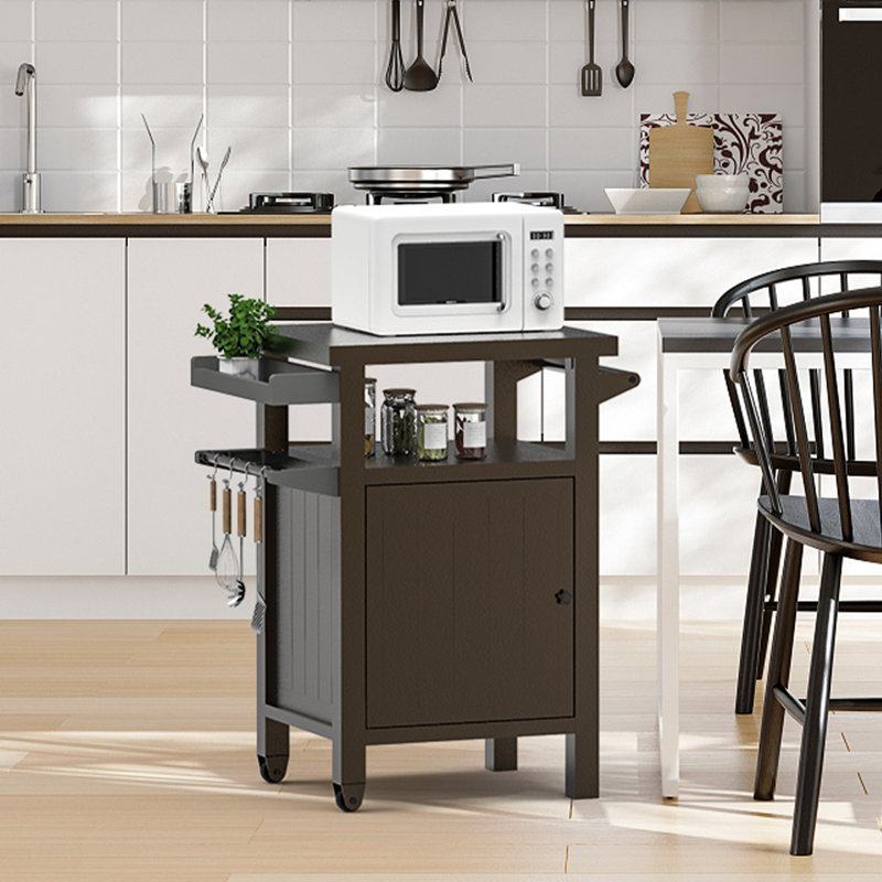 Metal Grill Carts Outdoor with Storage and Wheels, Dark Brown