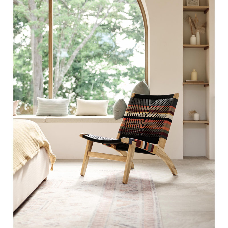 Masaya Upholstered Accent Chair, Teak, San Geronimo Pattern