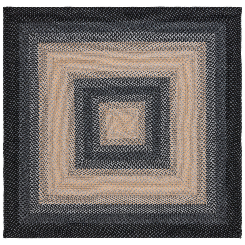 Tapis d'intérieur / extérieur géométrique tissé à la main Georgina, Carré 8 pi