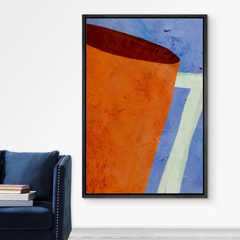 Signe, reproduction d'art sur toile encadrée, vue de côté ou tasse à café orange, boissons, illustrations américaines, art moderne, chic, gros plan, coloré, pour salon, chambre à coucher, bureau