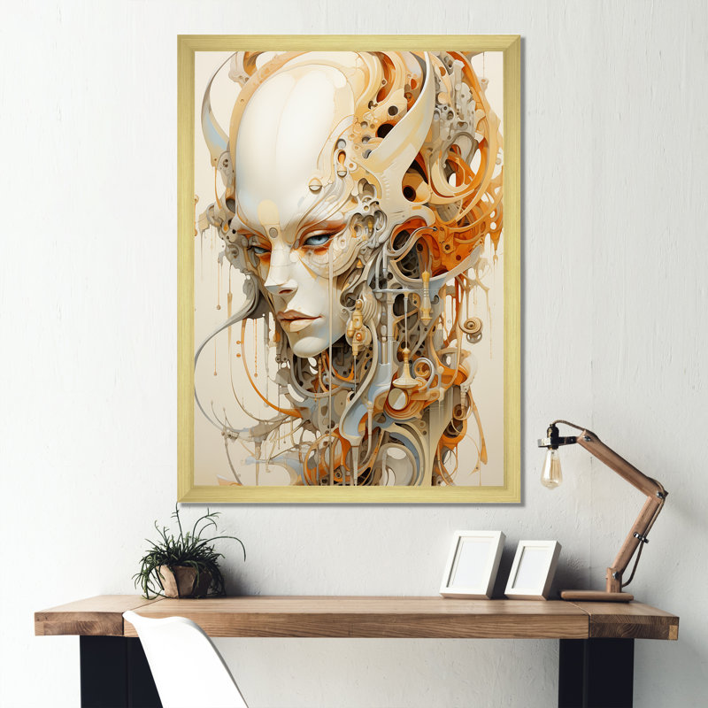 Mythical Alien Creature II, reproduction d'art sur toile, H 32 po x l 16 po x P 1 po, Cadre doré simple