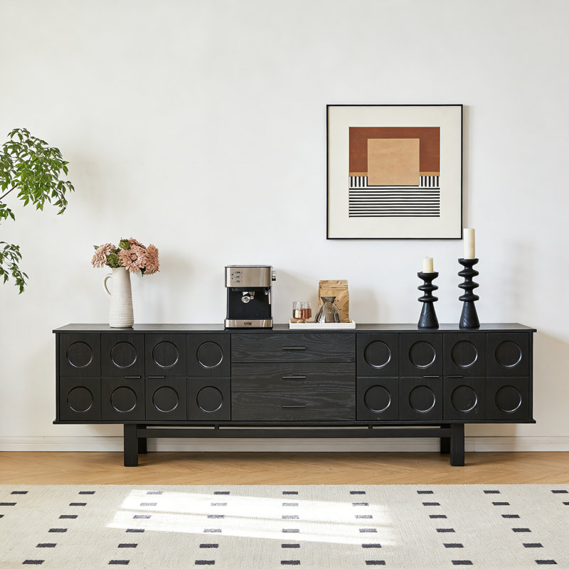 Meuble télé noir français au design rétro