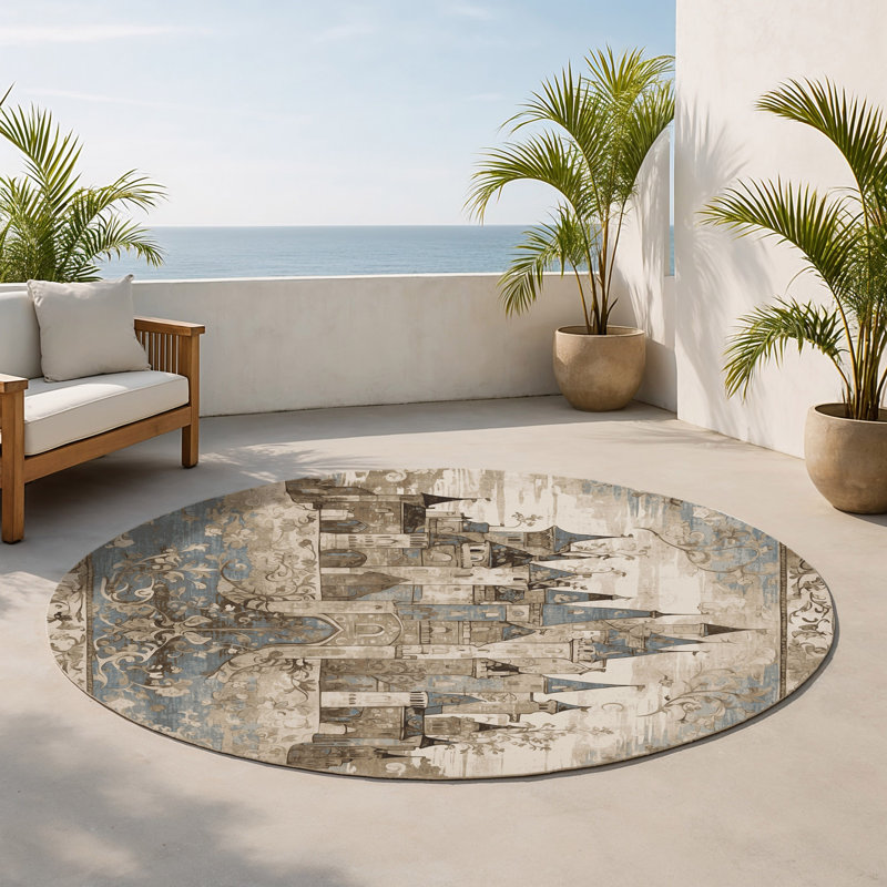 Tapis d'intérieur et d'extérieur Kingdom's Promise, Rond 5 pi