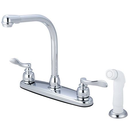 Kingston Brass NuWave French Two-Handle 4-Hole 8" Centerset Kitchen Faucet with Side Sprayer