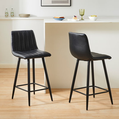 Upholstered Counter Stool with Metal Frame