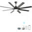 Ventilateur de plafond moderne de 66 pouces avec lumière à DEL à intensité variable et 8 pales ABS, moteur à courant continu réversible, télécommande, noir, pour le bureau à domicile