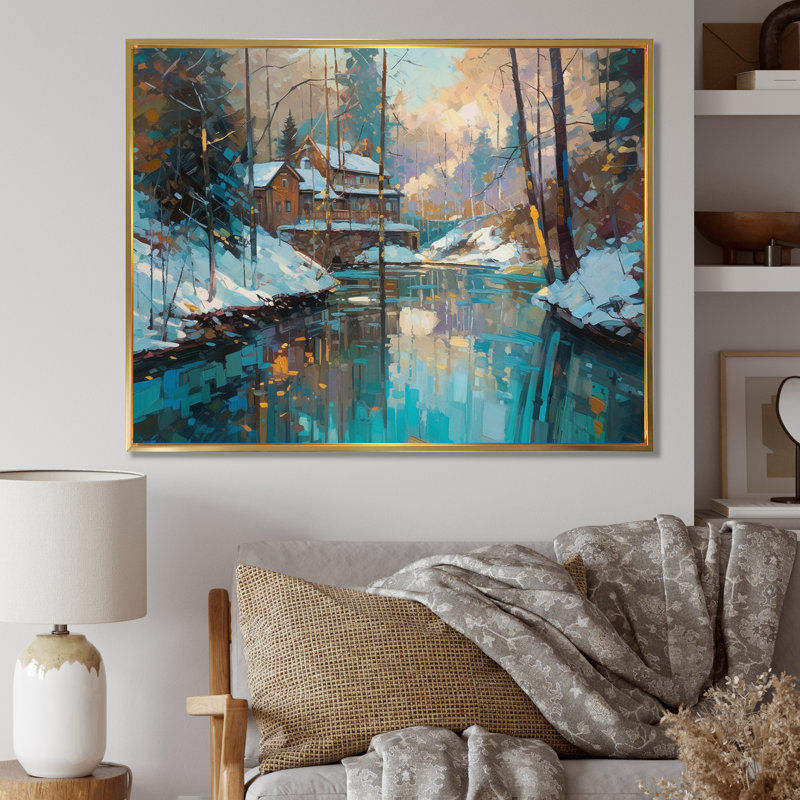 Wintery Forest III - Imprimé, H 12 po x l 20 po x P 1 po, Cadre flottant doré