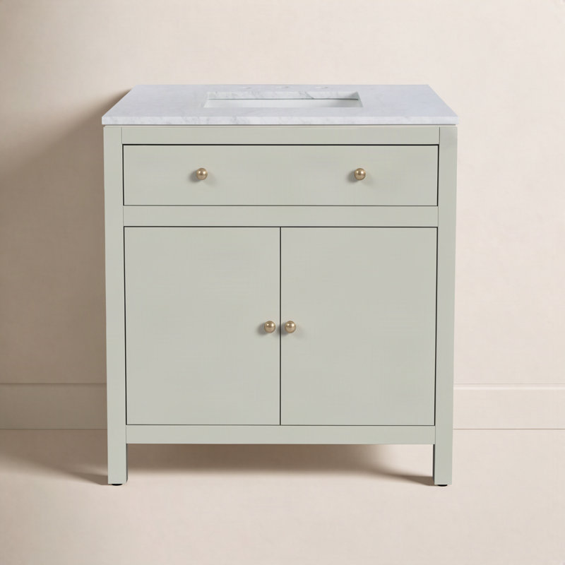 Meuble-lavabo en marbre Celine, vert sauge, Vert sauge