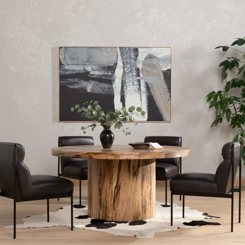 Klein Leather Upholstered Back Style Side Chair in Black