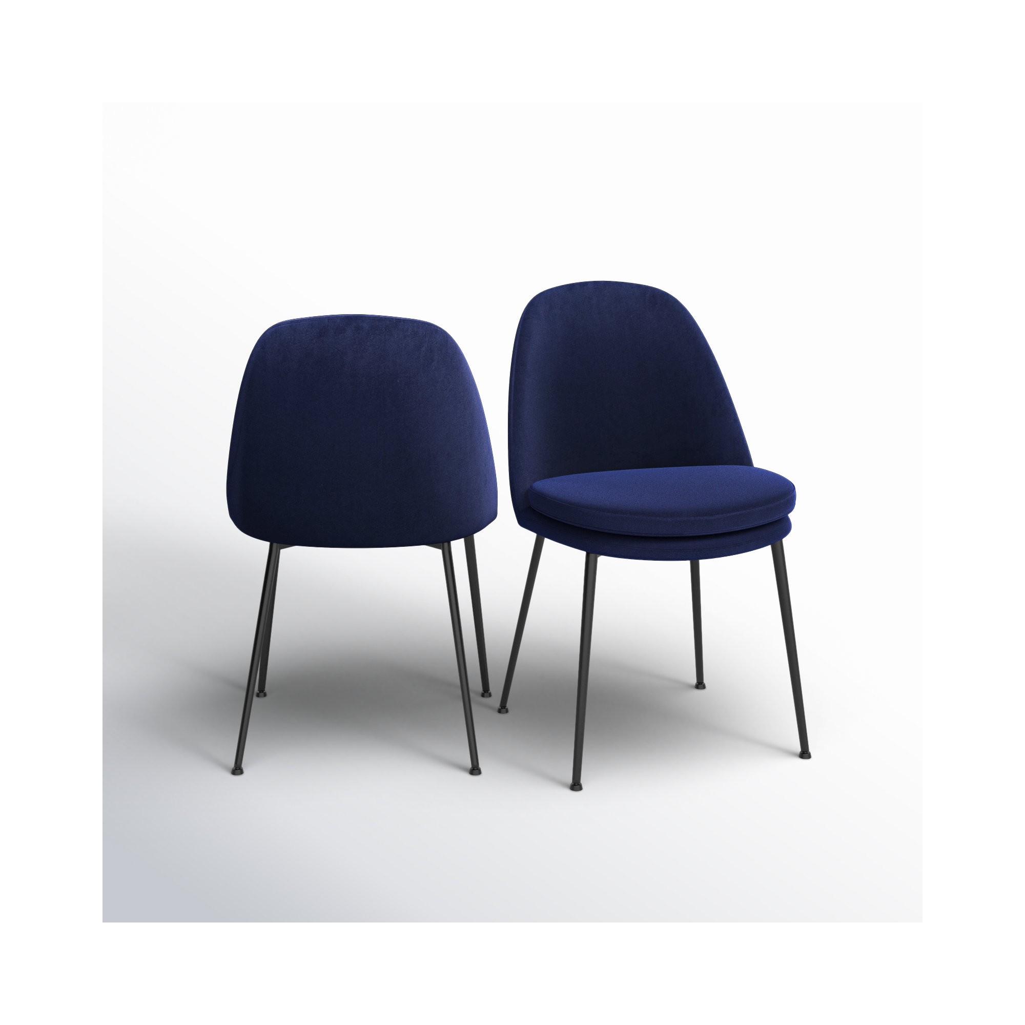 Wallace Velvet Dining Chair, Navy Blue