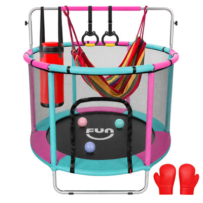 Mini ensemble de trampoline Funseek, trampoline de divertissement tout-en-un, portant 132 lb, bleu et rouge