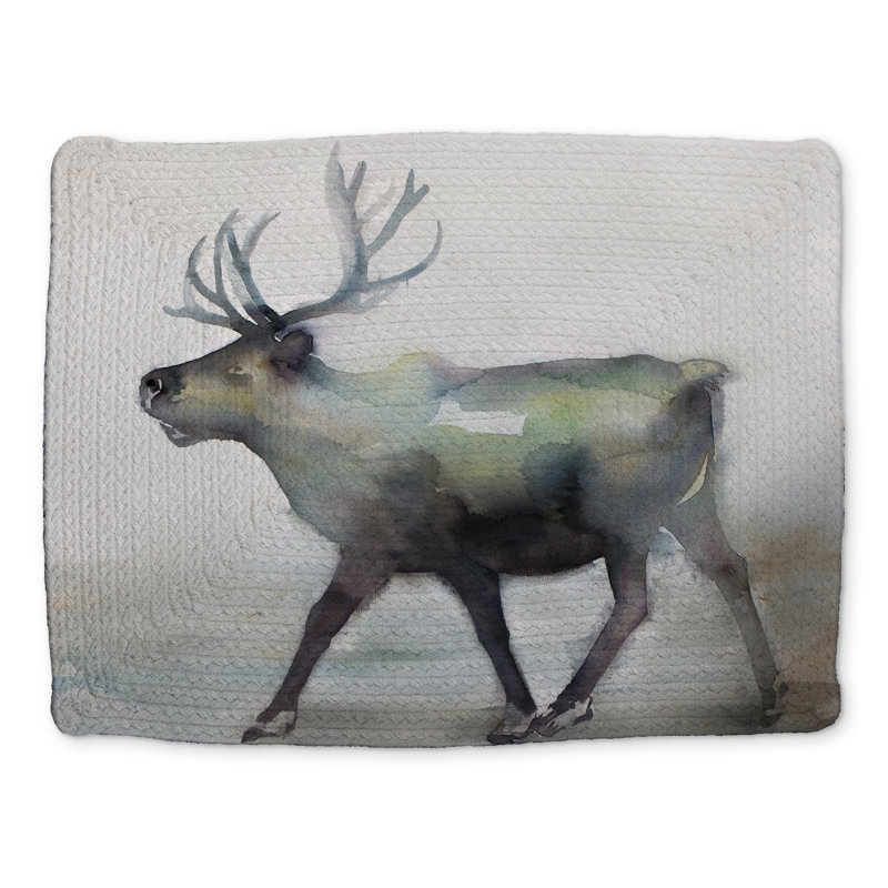 Caribou Blue Animals Braided Polyester Placemat | Home Decor