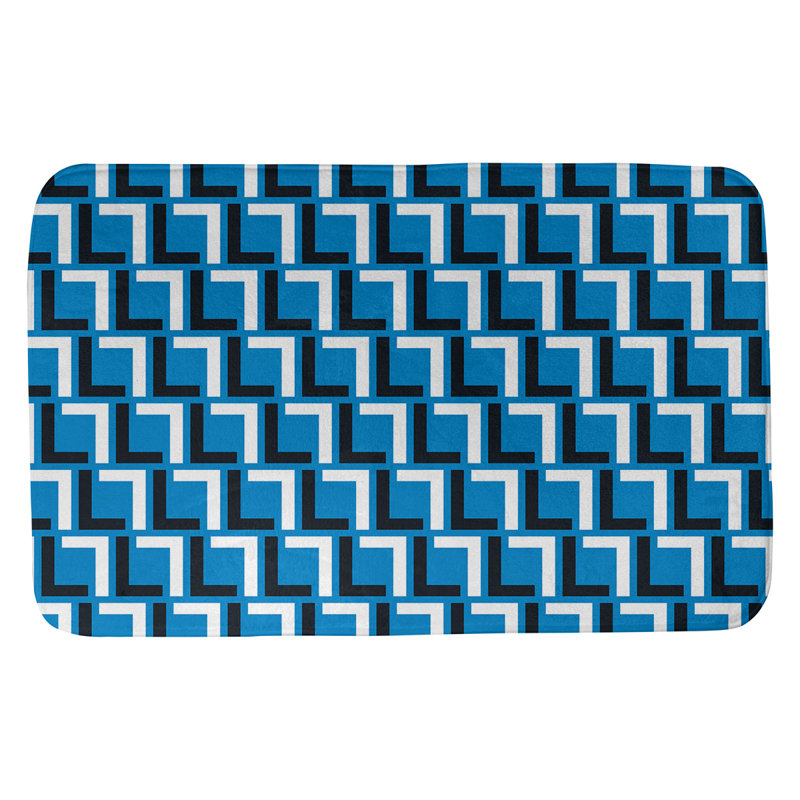 Tapis pour salle de bain Baltimore, l 17 po x L 24 po, Carolina Blue/Black/White