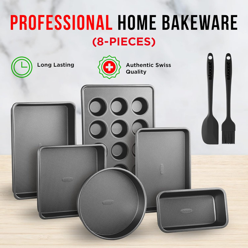 8-Piece Black Non-Stick Professional Bakeware Set