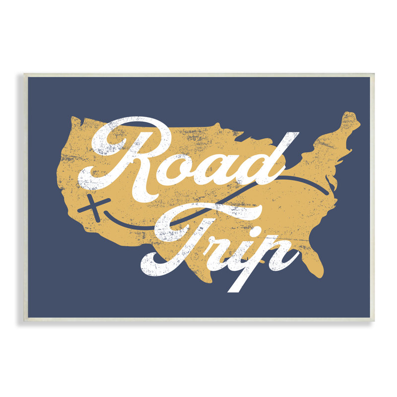 «Road Trip», texte rétro, carte de campagne par Lil 'Rue - impression, L 15 po x H 10 po, Plaque murale