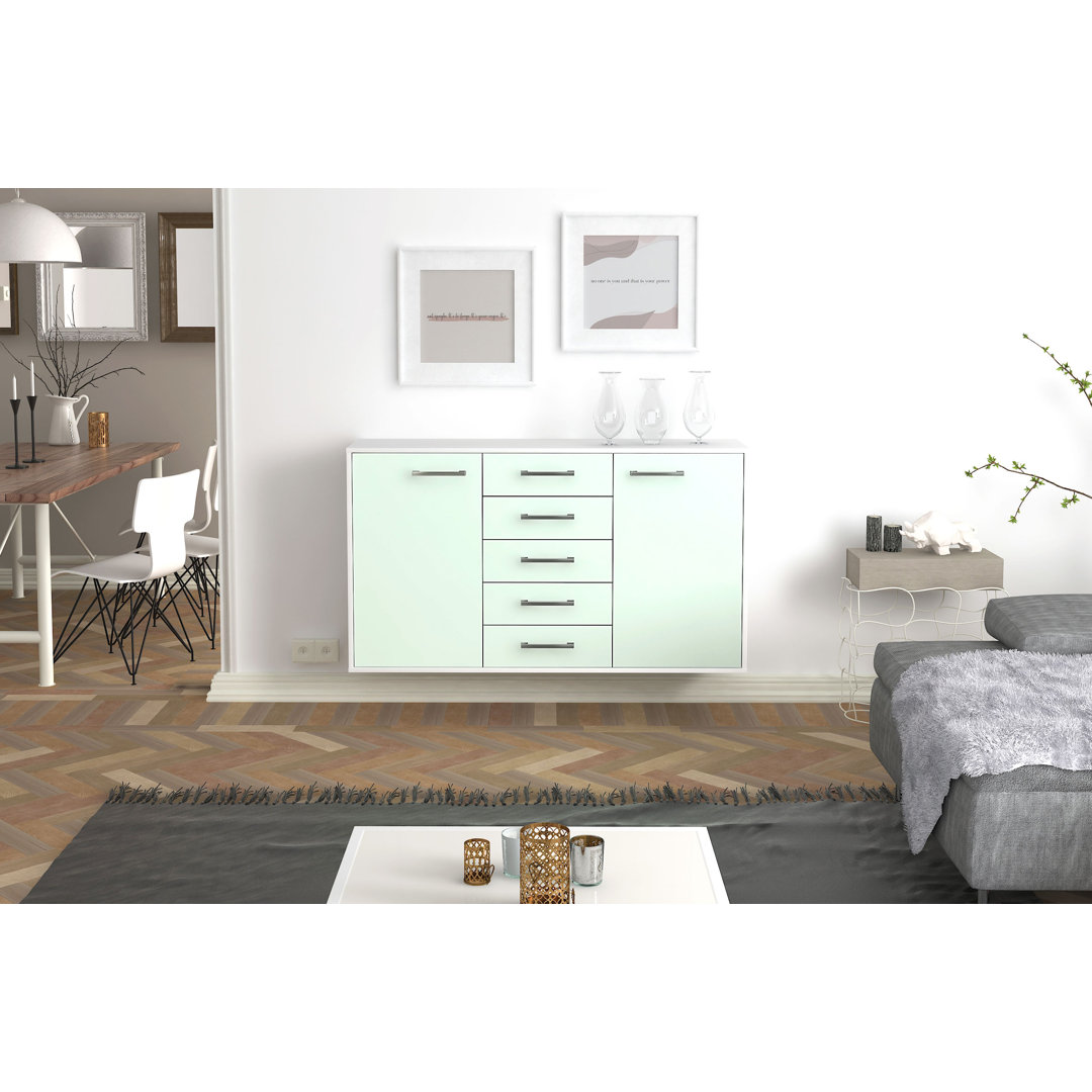 Sideboard Pembroke Pines, Farbe: Mint/Anthrazit, Fliegend/Metallgriffe, Größe: 136x79x35 cm