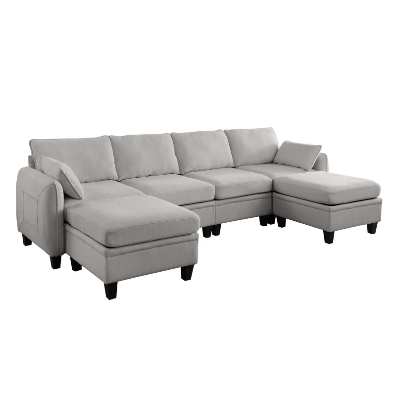 109 Inch Chenille Modular Sectional Sofa, L-Shaped Cloud Couch with Storage Ottoman, DIY Combination for Living Room, Gray