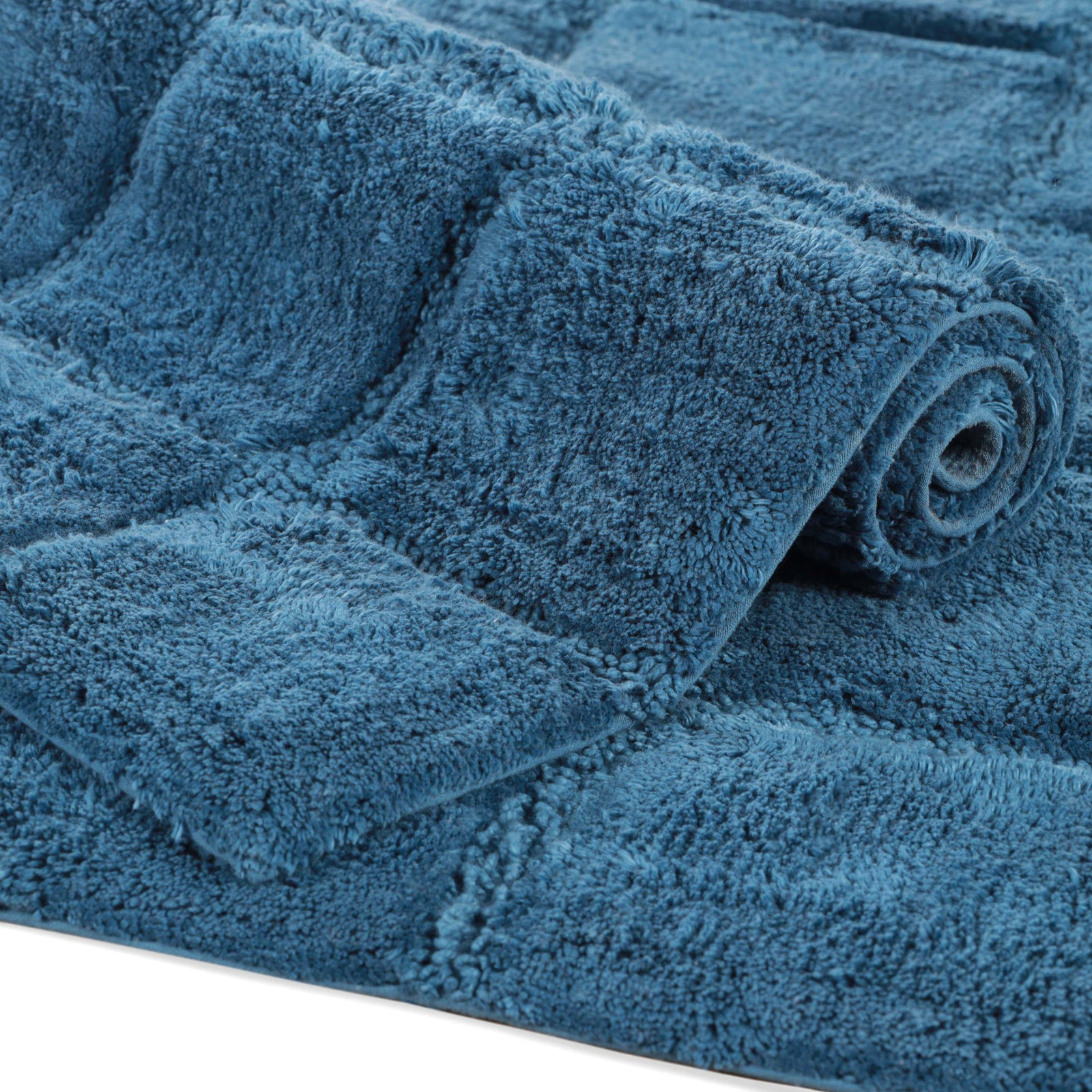 Checkered Cotton Bath Rug, Checkers Sapphire