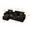 91,7 po moderne avec console, porte-gobelet, tissu noir pour support de salon et rangement,