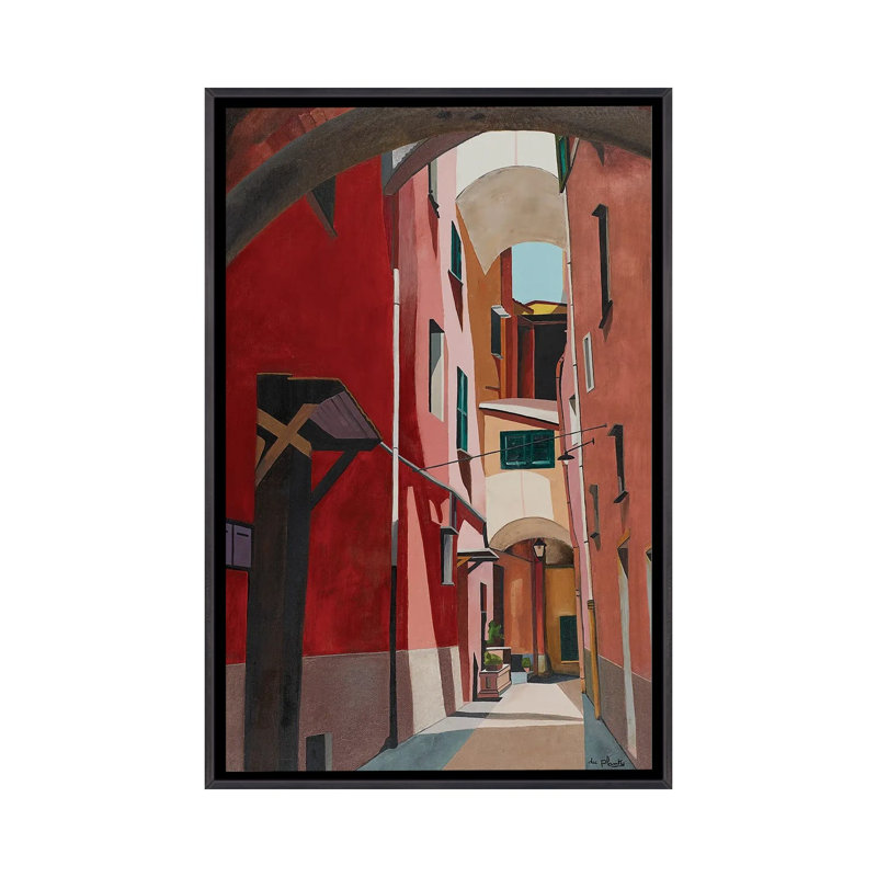 Porto Maurizio, Italy, Distressed Black Floater Framed Canvas, 26" H x 18" W x 1.5" D, No Mat
