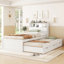 Lit plateforme simple en bois avec lit gigogne, tête de lit et tiroirs