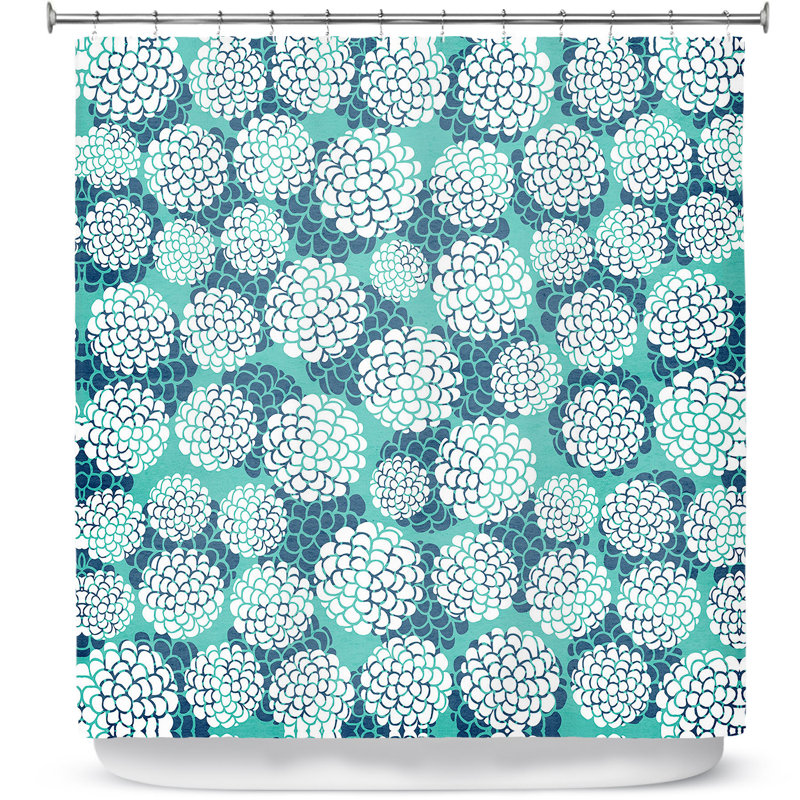Rideau de douche simple aqua fleurs Lugo