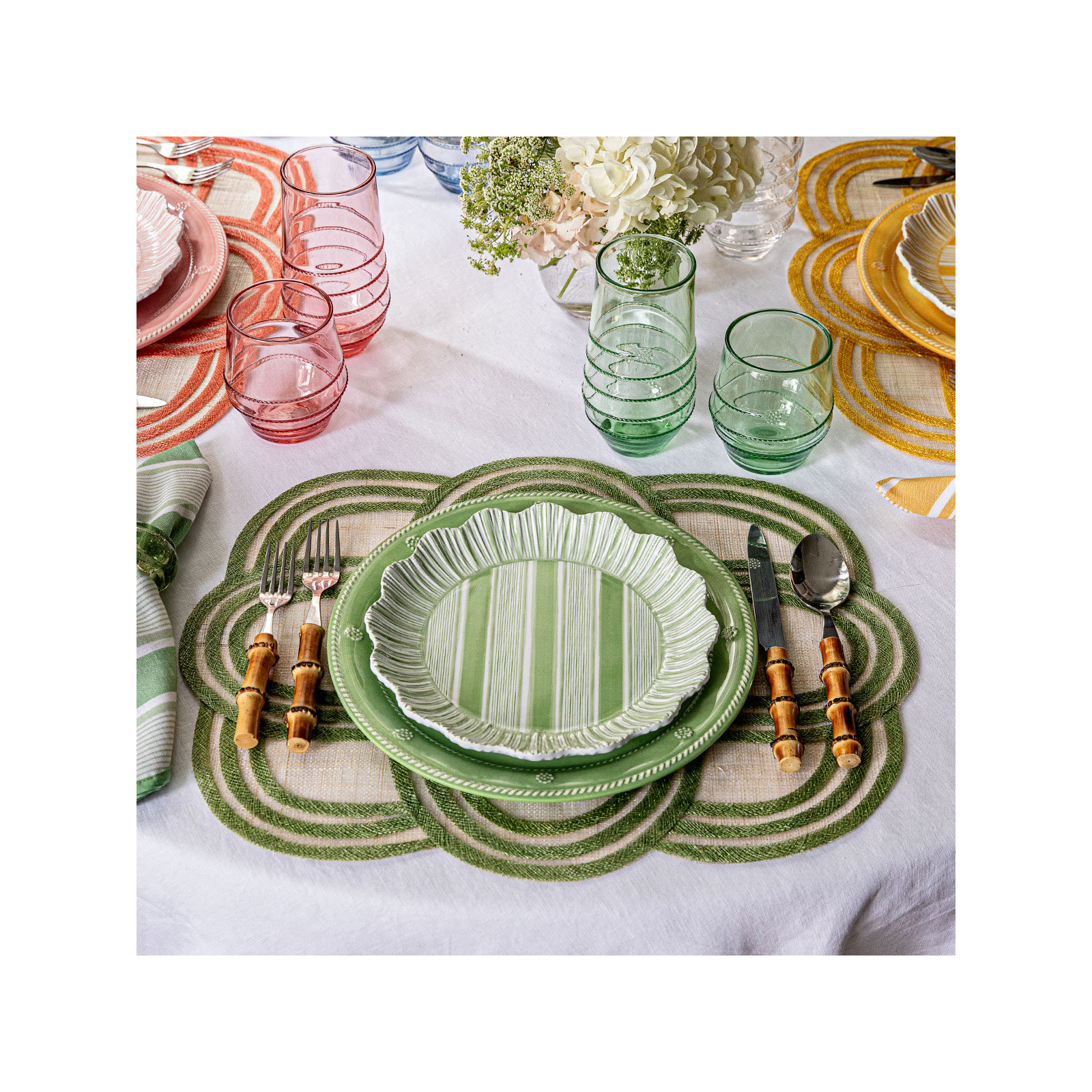 Cabana Stripe Melamine Dessert/Salad Plates, Seagrass