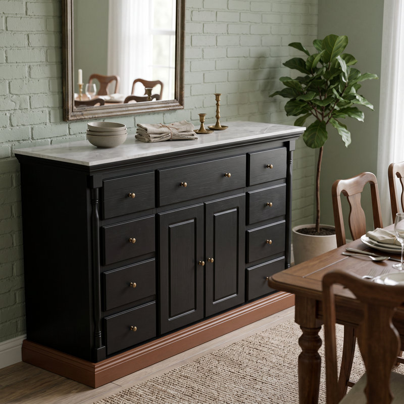 63" W Sideboard Buffet Cabinet