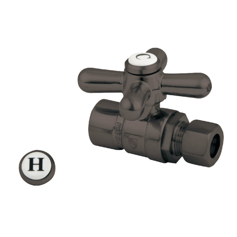 Kingston Brass Vintage 1/2-Inch Sweat x 3/8-Inch OD Comp Quarter-Turn Straight Stop Valve, Brushed Nickel