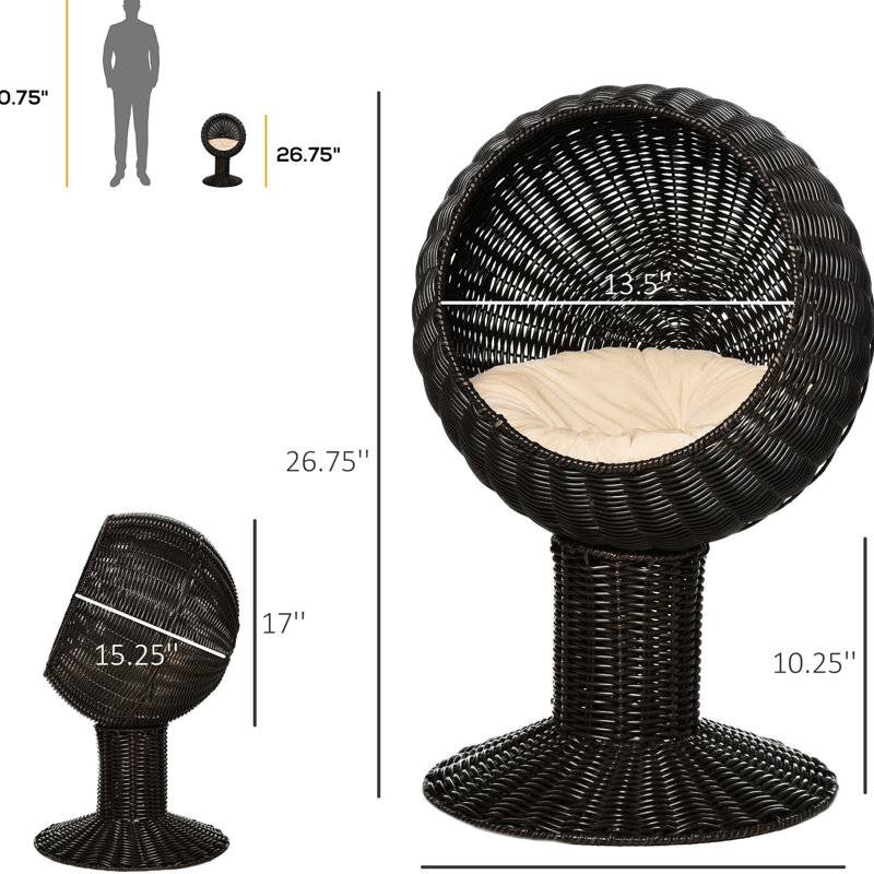 Maison de chat surélevée de 27 po avec coussin pour chats heureux, choix pratique