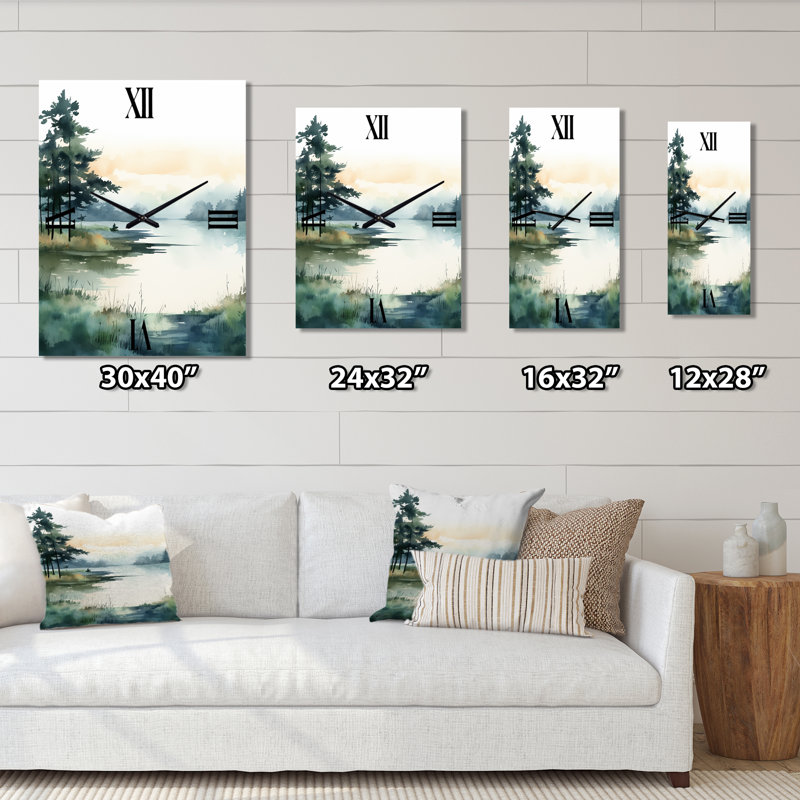 Horloge murale rétro Misty Lake Serenity, Médium