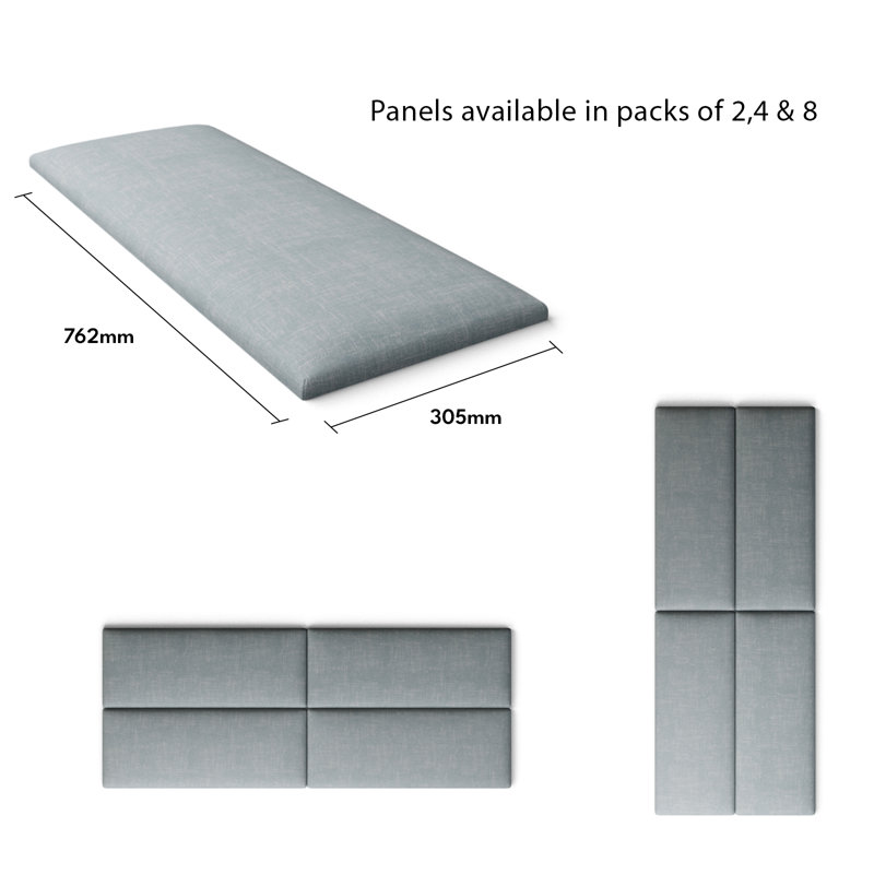 Kara-Yvonne 30 cm x 75 cm Peel and Stick Upholstered Wall Paneling in Sky