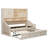 Twin Size Upholstered Daybed with LED Armrest Lights, Storage Shelves & Cabinets, Pull-Out Lift-Up Twin Trundle-124151147