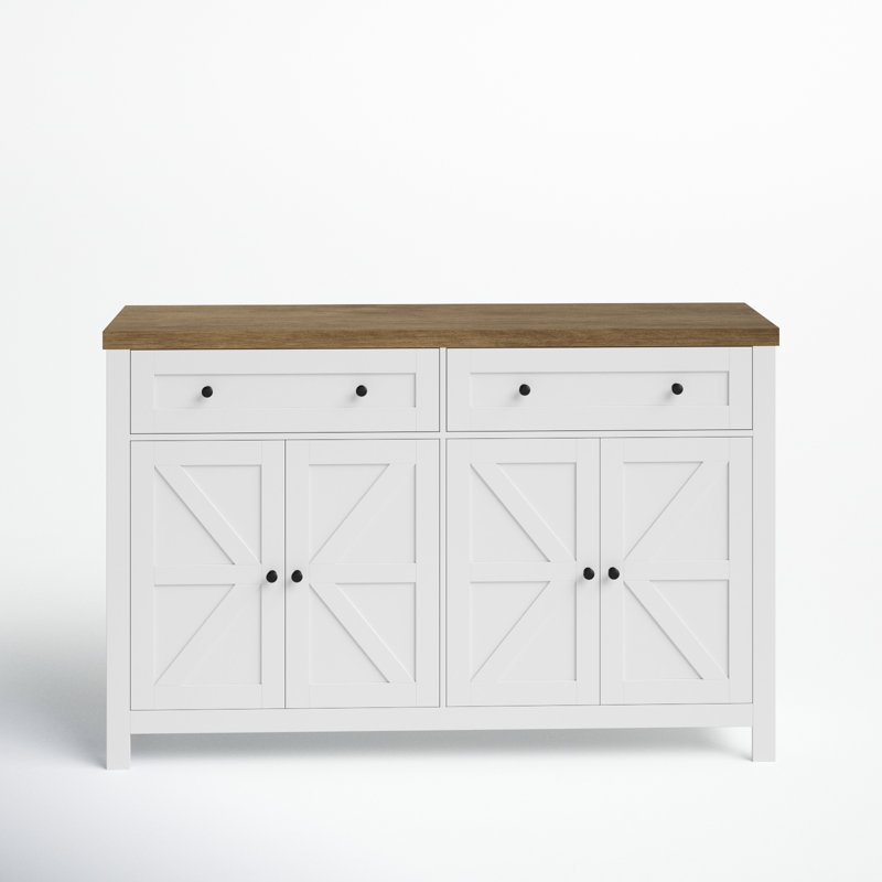Zosia 55.1" Modern Sideboard Buffet, Credenza with Storage Cabinets, White/Brown