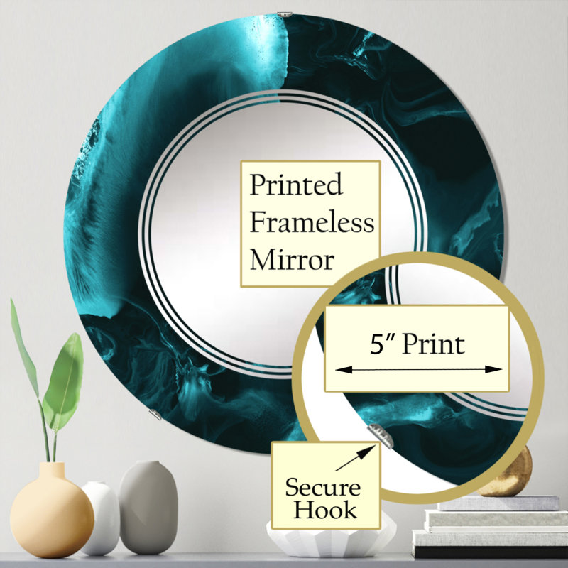 Miroir mural turquoise et liquide, art moderne, nuage liquide turquoise, 24 po x 24 po