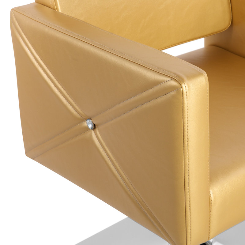 Fauteuil de conférence hydraulique pour coiffeur, équipement de beauté pivotant à 360 degrés pour coiffeuse, Doré